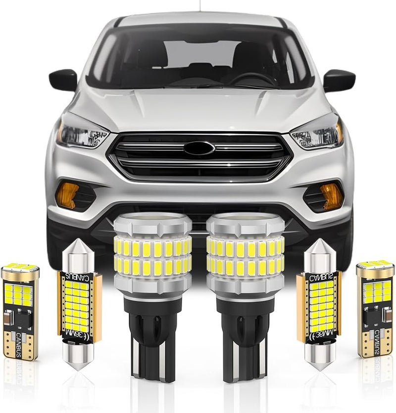 BMT xms طقم إضاءة داخلية LED بديل لسيارة FORD Escape 2013-2020، أضواء بيضاء 6000K لداخل السيارة + أضواء عكسية 912، 17 قطعة - Image 1